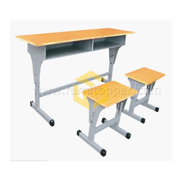 High School University Study Room Classroom Double Seat Table Furniture School Desk And Chair MDF With Melamine Fireproof Board