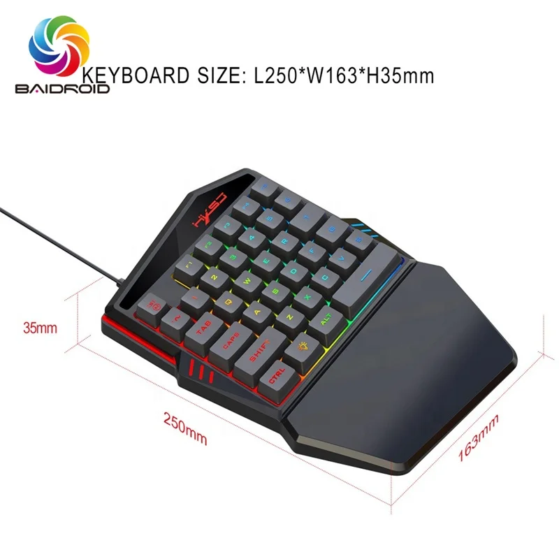 [Набор с мышью H300] HXSJ V100 многоцветная подсветка игровая клавиатура для одной руки игровой контроллер клавиатуры