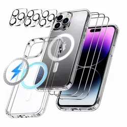 7 in 1 kit original case For iphone 14 13 pro max magnetic magsafe case with screen protector and camera lens protector