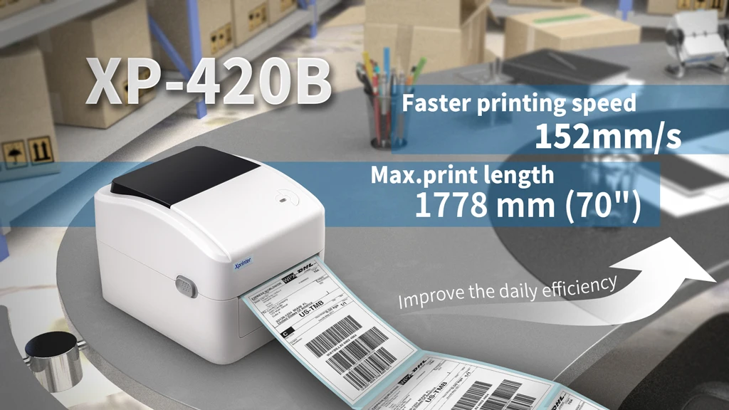 High Speed 4inch Desktop Direct Thermal Barcode Printer XP-420B With BT Shipping Label Printer 4x6 Sticker Printer Xprinter