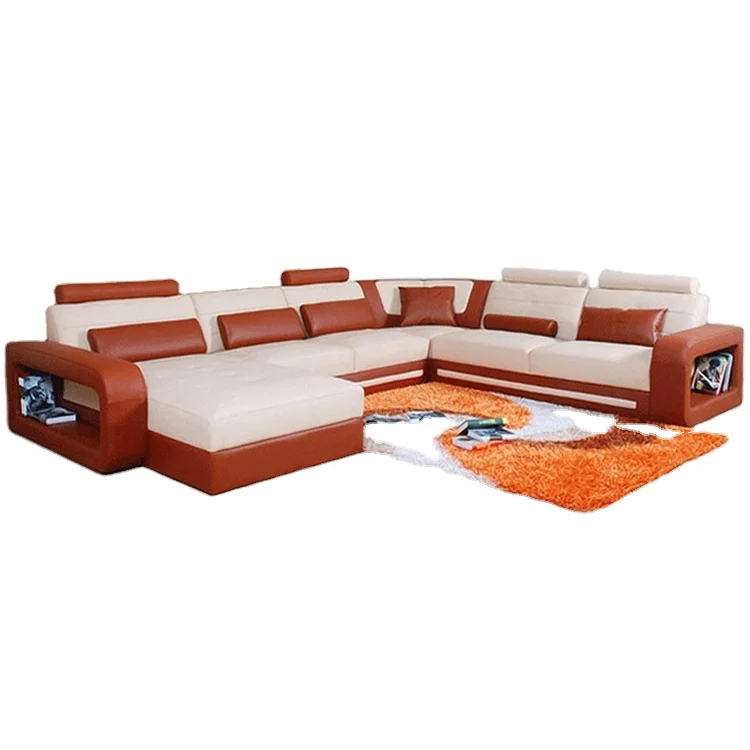 Top Quality Royal Design Sectional Corner Genuine Leather Sofa Furniture 10 Seater Set for Living Room