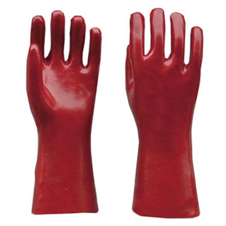 
Wearable cotton lined gauntlet PVC (polyvinyl chloride) industrial gloves for fishing industry 
