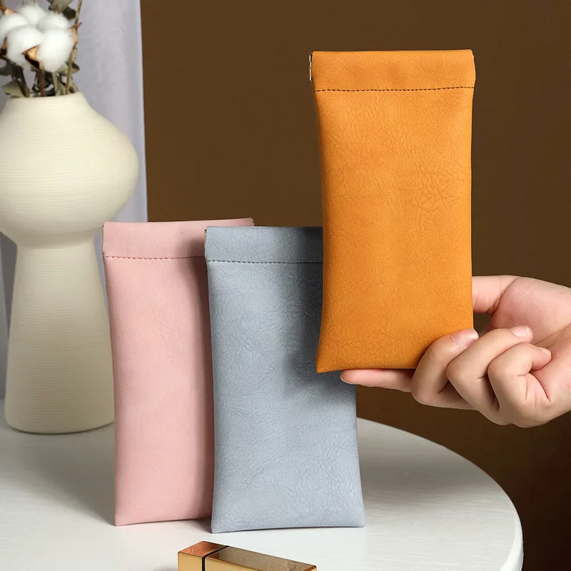 Wholesale PU leather Glasses Pouch Lychee pattern Sunglasses Bag Purse Waterproof Portable Pocket Glasses Bag free sample