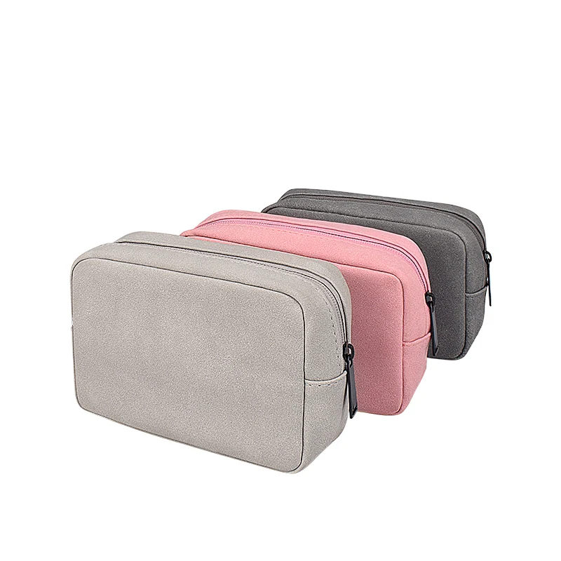 Matte PU Leather Digital Accessories Finishing Bag Zipper Mouse Sleeve Data Cable Box U Disk Hard Disk Pouch Cover