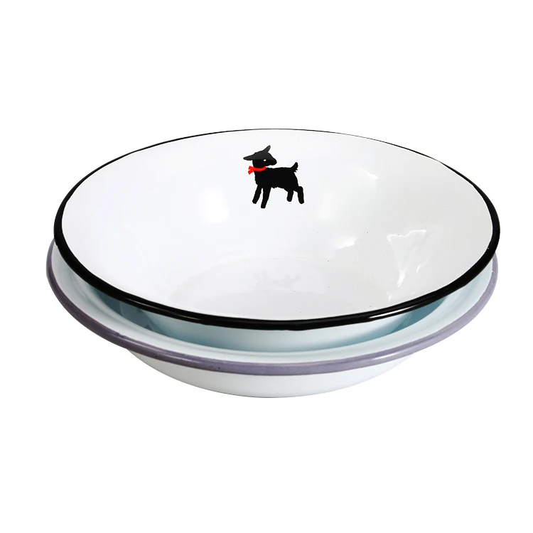 Europe Style Factory wholesales white customized logo round deep enamel pie dish