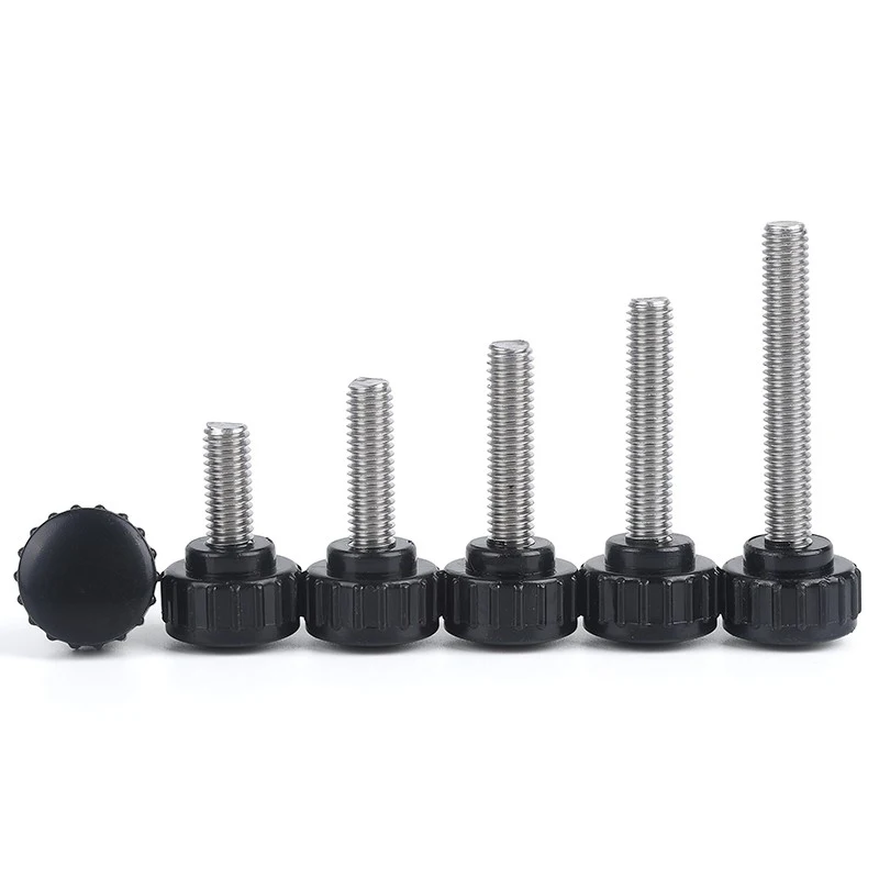 Round Head Handle Hand Screw M5  Round Knurled Rubber Thumb Screw Plastic Tighten Bolt Nuts Knob 304 Stainless Steel