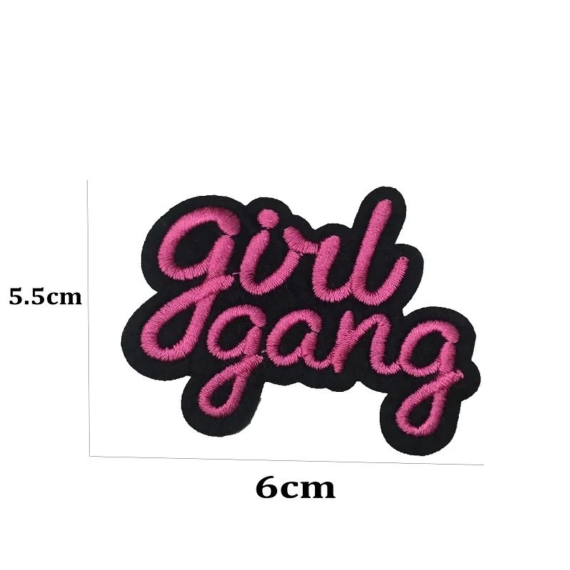 10 pieces / batch embroidery patch pink girl gang Decal clothing jeans backpack shoes DIY decoration patch