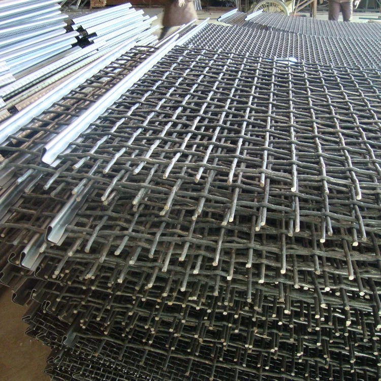 Woven Wire Mesh Square Hole Shaped For Mine Sieving Black steel 65 Mn Steel Crimped Wire Mesh Corrosion Resistant Crimped