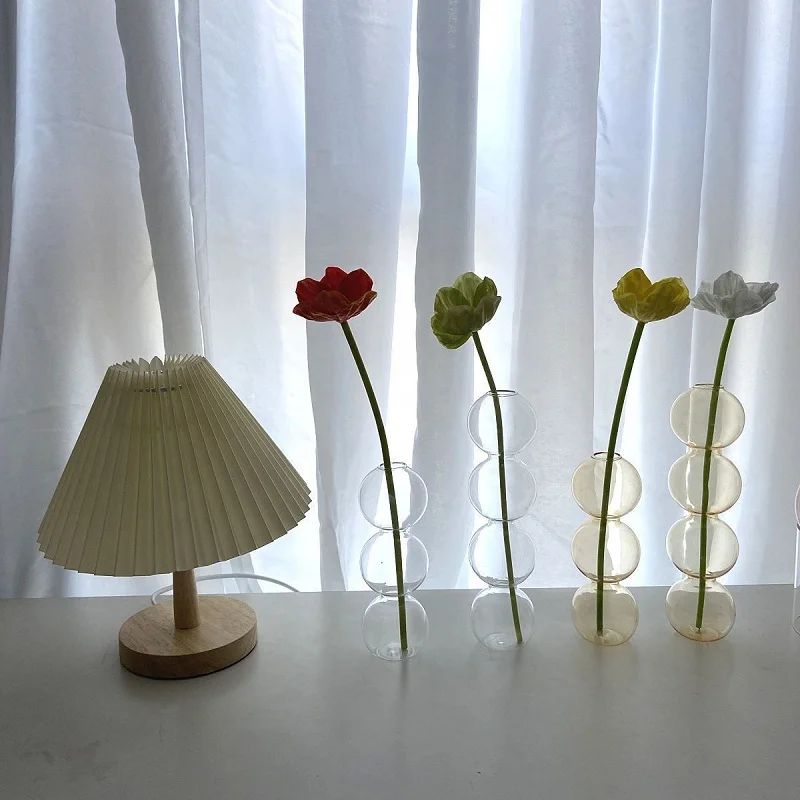 Biumart Home Decor Nordic Glass Vase Ins Multi-color Hydroponic Flower Table Vase Ball Shape Vase For Home Decor Gift