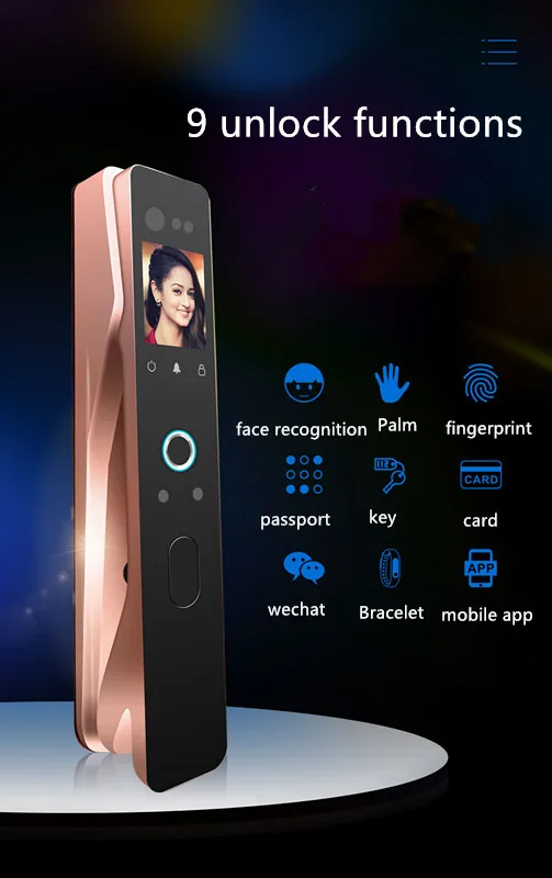 Face Recognition Smart Lock Palm Vein Code Lock Electronic Security Door Lock Mobile Phone Remote Card Keys Unlock