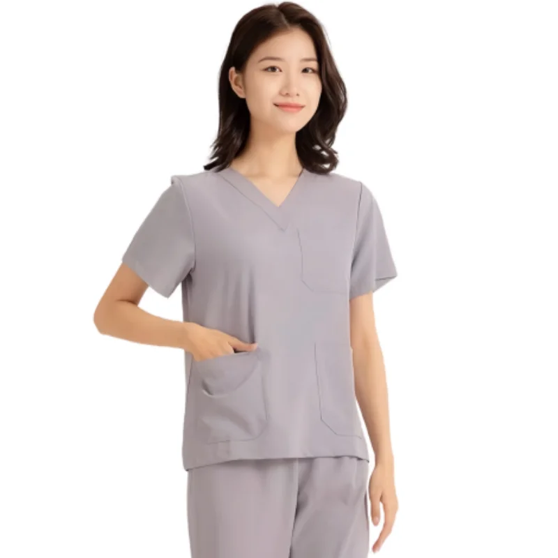 Custom hospital uniform set short - sleeved polyester hospital scrubs uniform