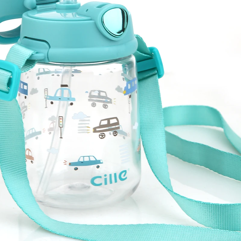 Cille 400ml Custom Cartoon Travel leakage-proof BPA Free Plastic Tritan Children Kids Drinking Cute Water Bottle with Straw