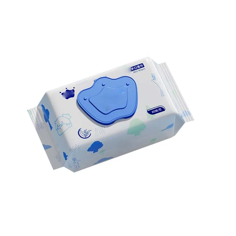 Wholesale 80pcs Non-woven Baby Wipes Fabrics Sustainable Eco-friendly Baby Wipes with Cute Wipes Lid