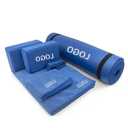 Tking Custom Logo Fitness Eco Yoga Mat Set 6 In 1 Including 1 Nbr Yoga Mat,1 Blocks,1 Towel