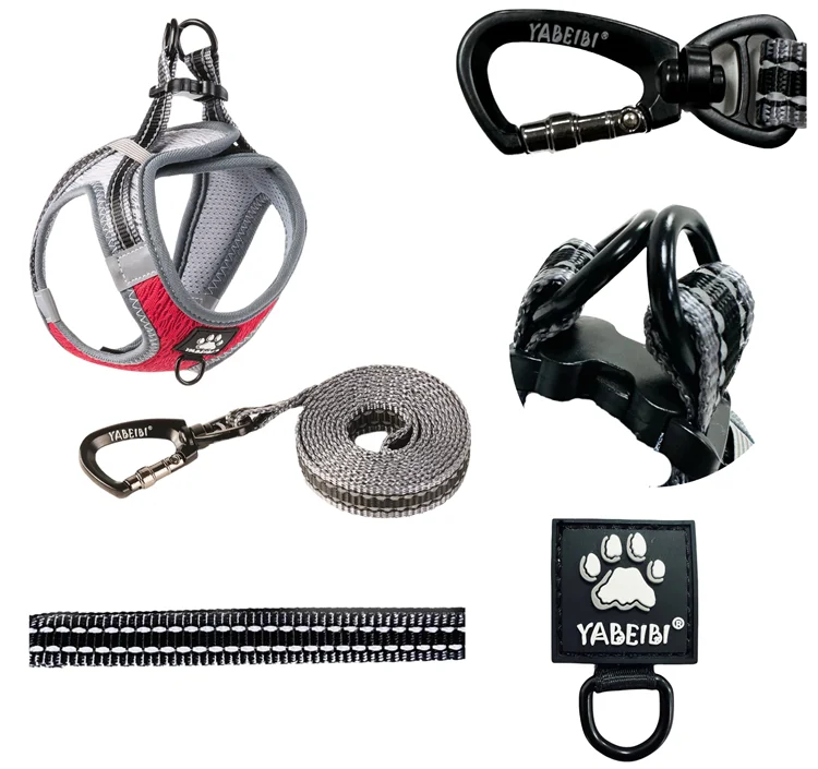 Neoprene Mesh Set Padded Strap Leads Dog Harness Vest Collar Set With Reflective Piping For Dogs