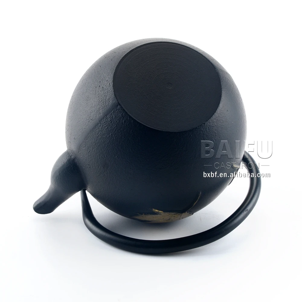 Gold Leaf Design 1 L Teapot Cast Iron Japanese Tetsubin tea kettle with Infuser for Loose Leaf Tea Enameled Interior tea pot