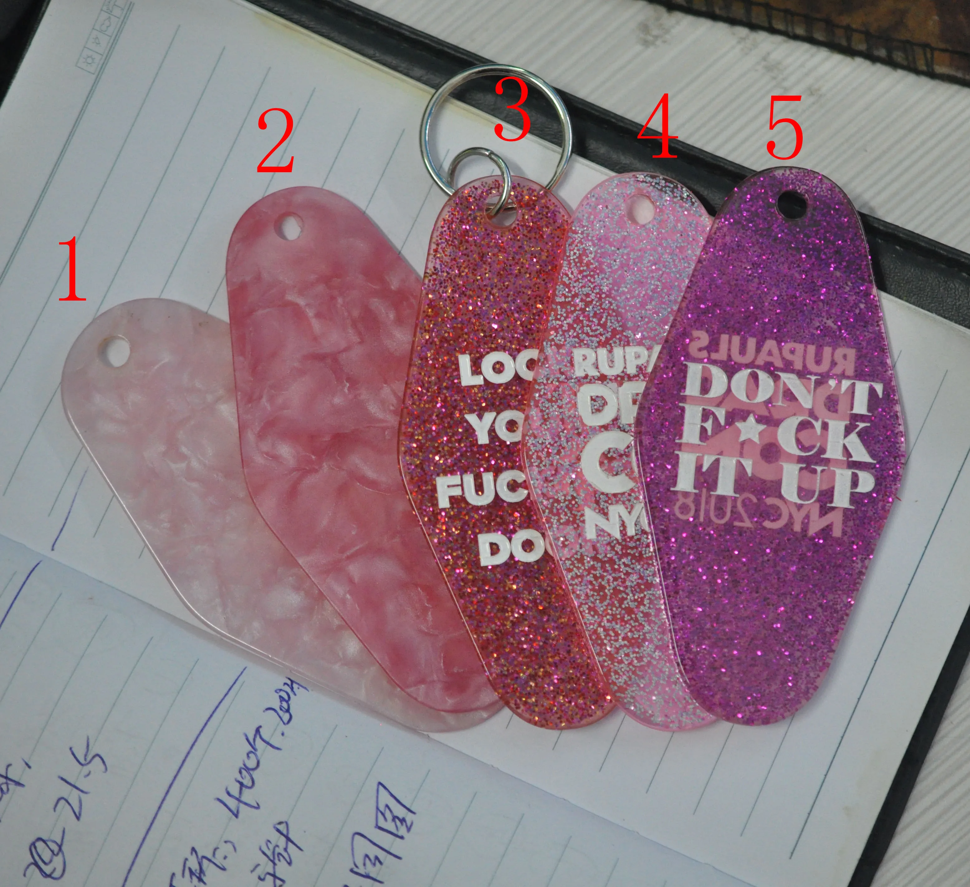 GKT409 custom design personalized plastic acrylic motel key tag