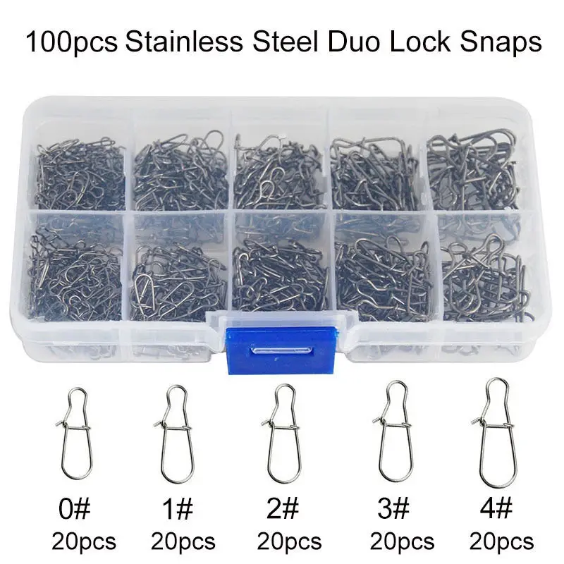 Stainless Steel Fast Clip Lock Snap Swivel Slid Rings Safety Snaps Fishing Hook Connector Tool