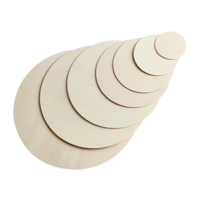 High Quality Wholesale Natural Round Blank Christmas Wooden Pieces Cutout Circle DIY Crafts Wood Discs Baby Monthly Mileston
