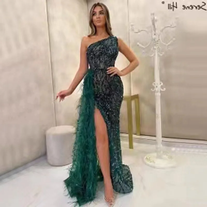 Custom One Shoulder Sequin Sleeveless Evening Dresses vestidos de fiesta largos elegantes y moda 2024