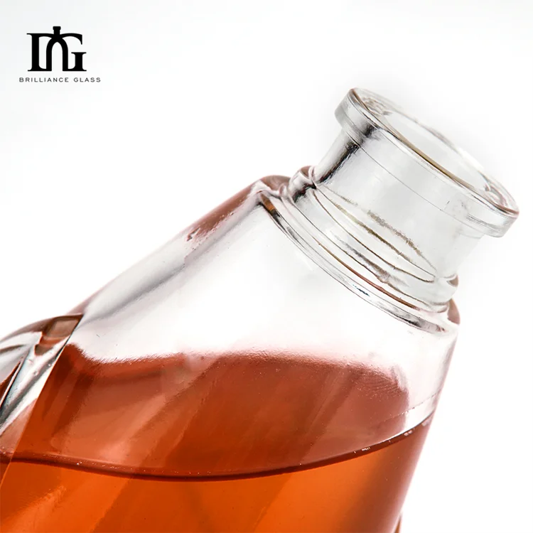 Long neck rectangle square shape vintage quality wholesale different size 500ml 700ml 750ml bottle glass drinks liquor bottle