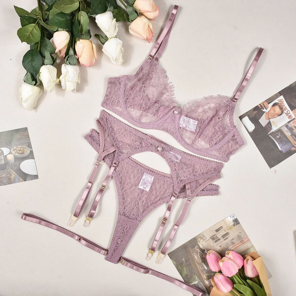 New Sexy Lingerie Hot Sexy Cup Less Lingerie Women S Fashion Lace Underwear Set
