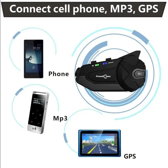 R1 FM Radio Full Duplex Motorcycle intercomunicador moto Helmet Headset Intercom