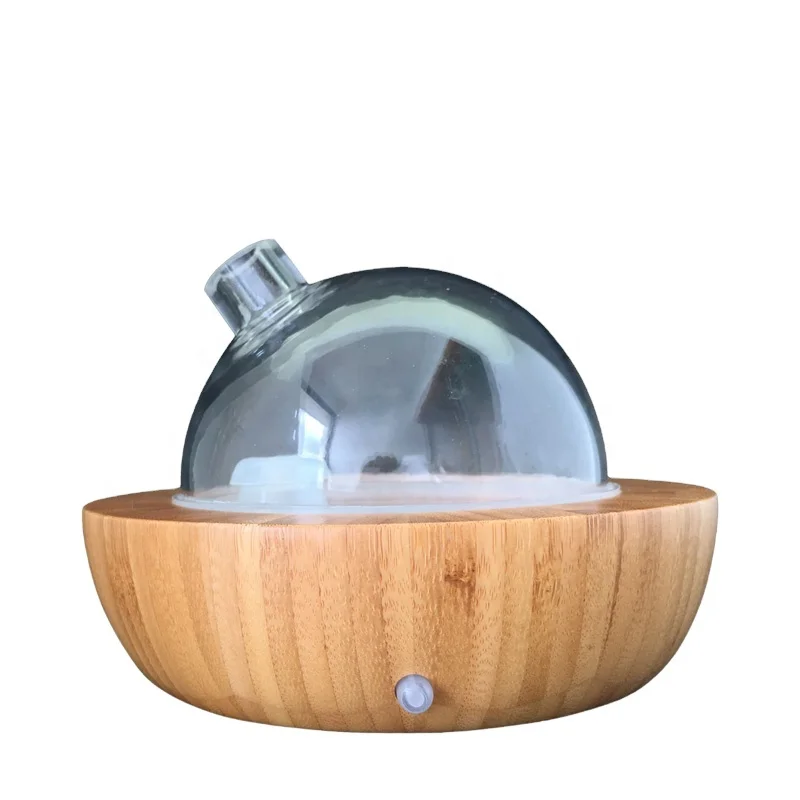 SOICARE 100ml Ball Bamboo Wood Glass Ultrasonic Aromatherapy Essential Oil Aroma Diffuser
