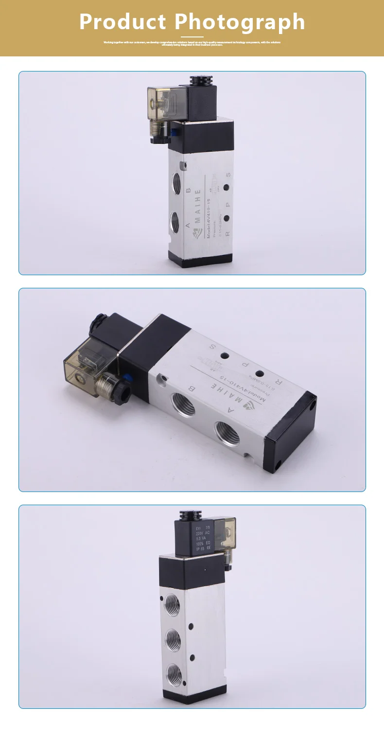 4V410 4V420 4V430 Series 4V410-15 Solenoid Valve 5 Way 2 Position Pneumatic Control Valves Internal piloted 5/2 Way