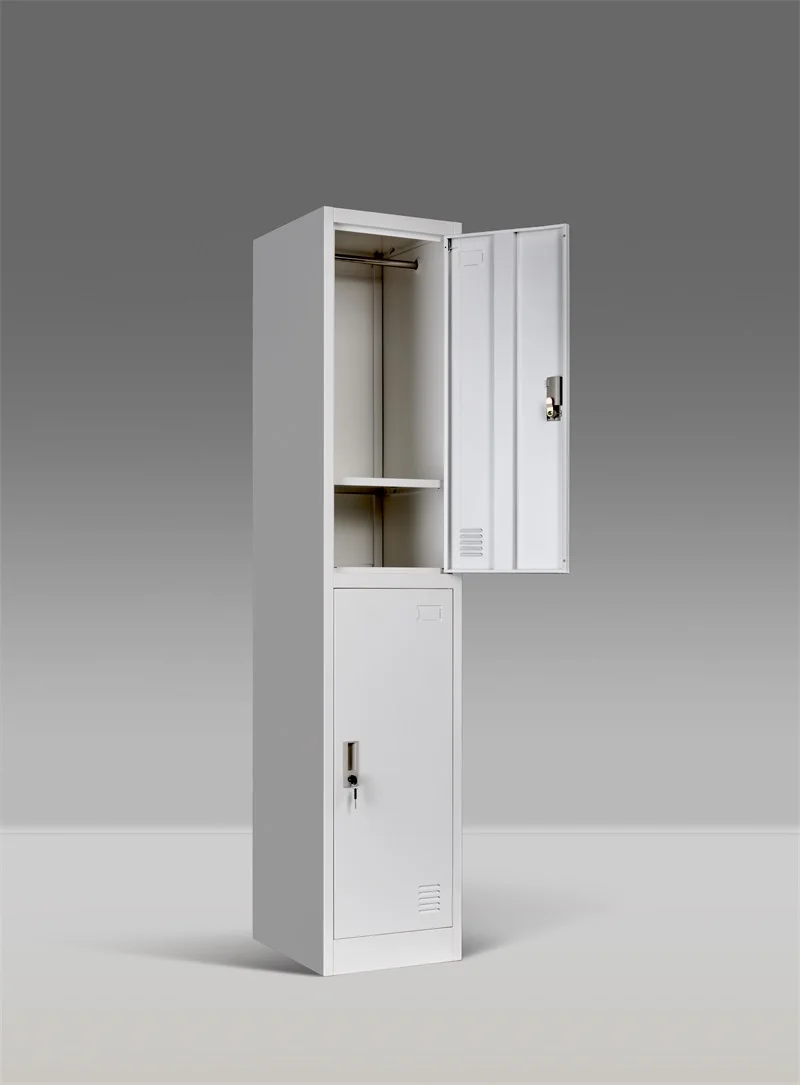 2 Door Key Lock Iron Steel Vertical Storage Locker Cabinet for Offices and Gyms Clothes Storage