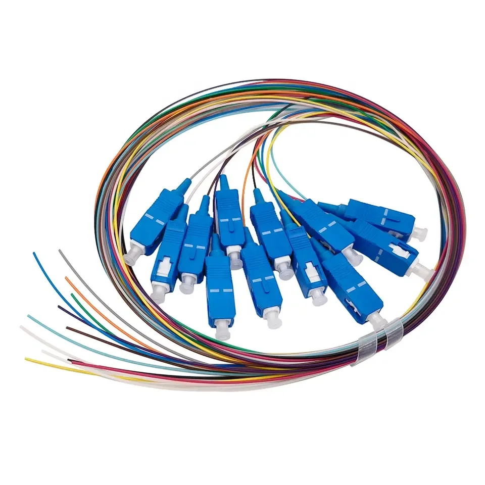0.9mm LSZH Fiber Optic 12 core Colorful G657A1 SM LC SC FC ST Pigtail