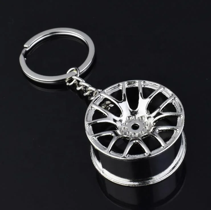 Custom Metal Wheels Hub Rim Keychain Racing Car Keyring Key Chain