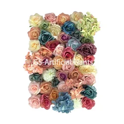 Manufacturer Decorative Pink Wall Rolled Up Artificial Flower Backdrop Stand Wedding