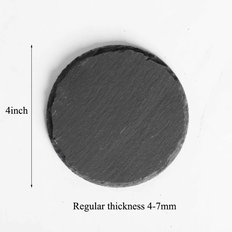 Factory Direct Sale Natural Black Stone D10cm Slate Round Coaster