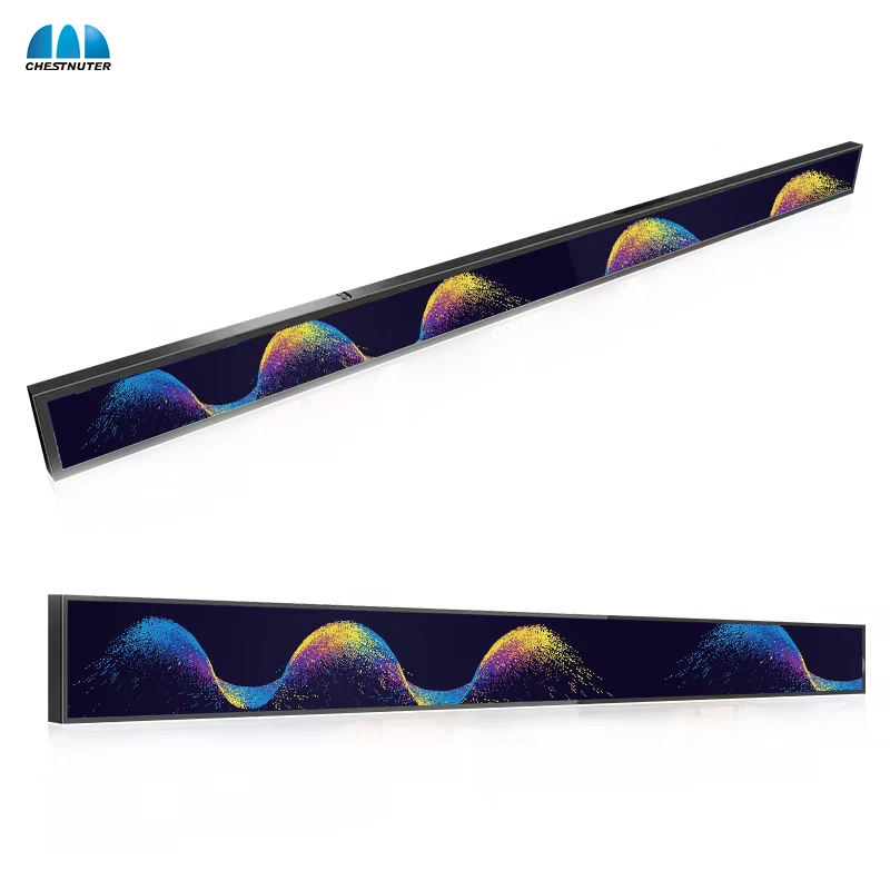 custom restaurant banner advertising media player strip monitor touch screen ultra wide lcd bar display