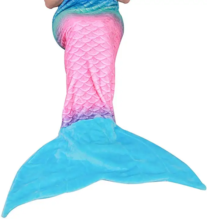 
100%polyester kids and adult flannel mermaid tail blanket sofa bed shark TV blankets 