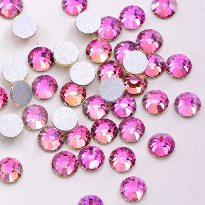 New Air Gold Line Rose Glass Color Strass Air Violet Flatback Non Hot Fix Rhinestone Crystal Bikini Strass for Nail Decoration