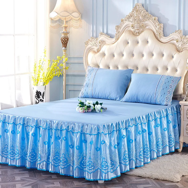 
Wholesale Hot Selling Solid Color Lace Cotton Home Bed Skirt 
