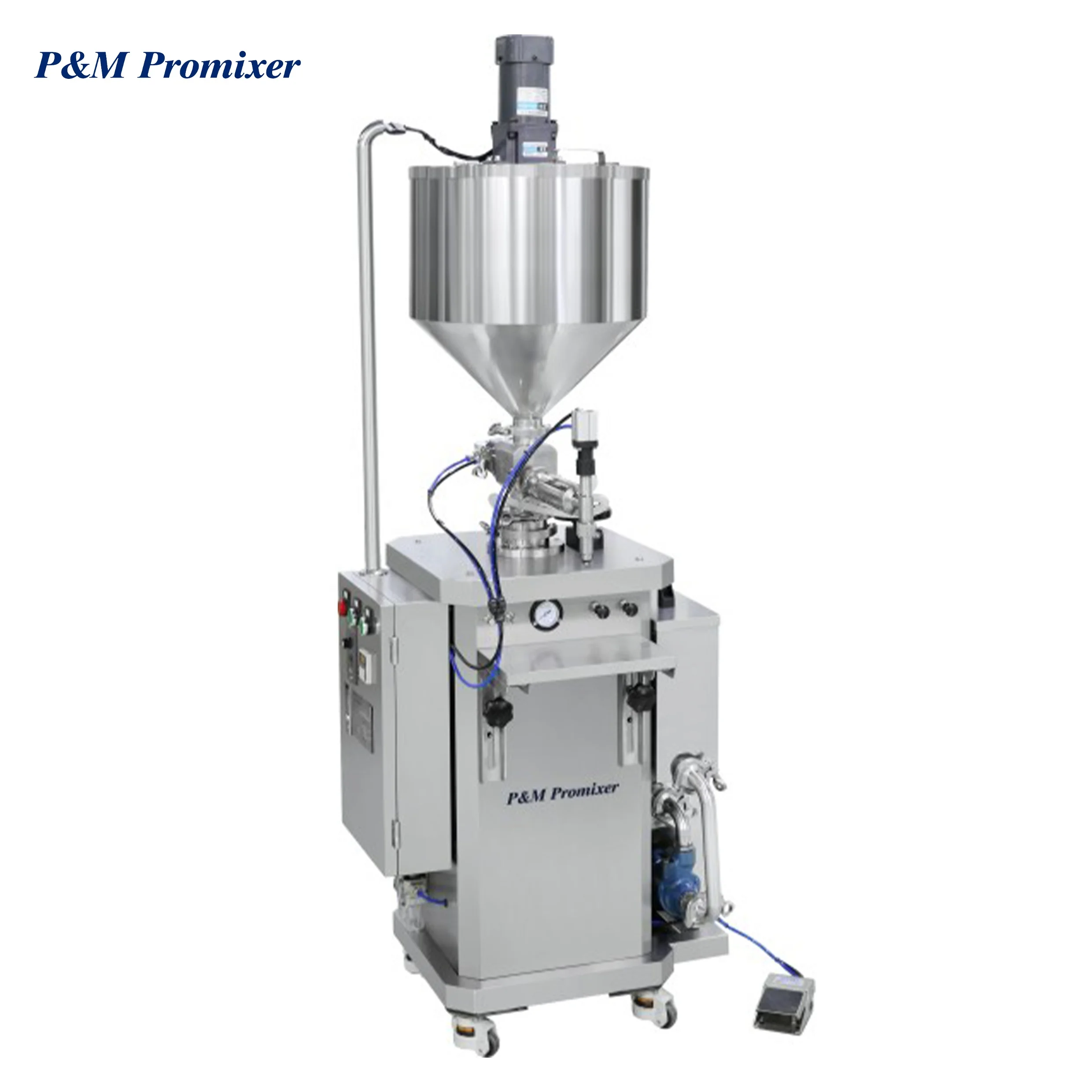 Vertical pneumatic mixing and heating dispenser liquid filling machine