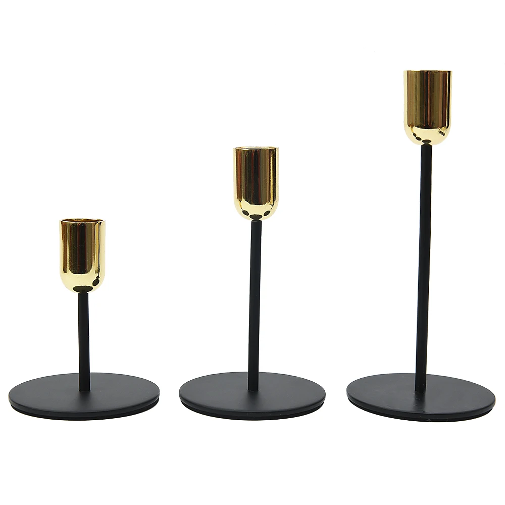 Wholesale Reusable Set Of 3 Table Romantic Dinner Rose Gold Metal Candlesticks Candle Holder For Wedding