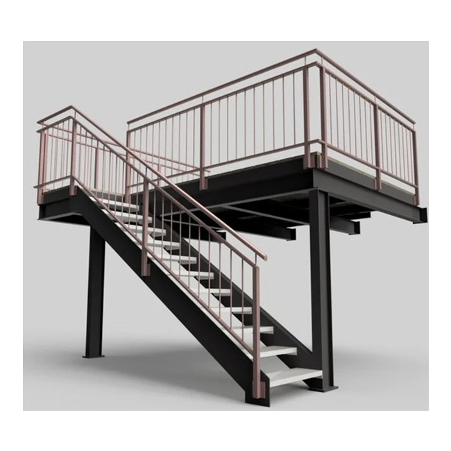 Outdoor metal fire escape staircase /exterior prefab mild steel stairs/ Stone step exterior stairs