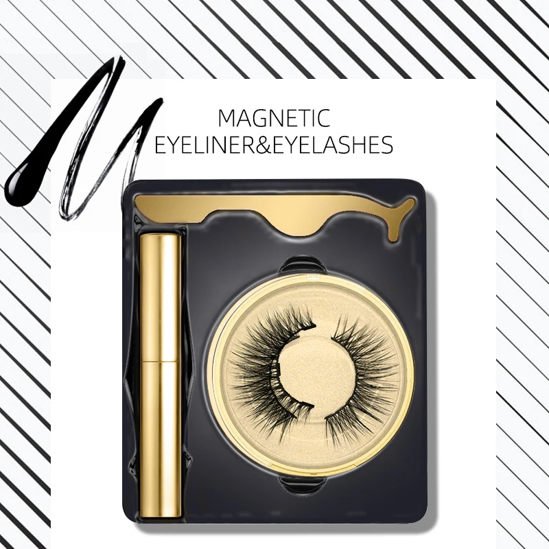 Private label custom magnetic eyelash set with magnet eyeliner