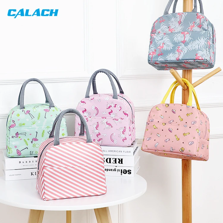 Cartoon Bento Insulation Lunch Bag Hand-held Oxford Aluminum Foil Lunch Insulation Student Take-away flamingo Lunch Bag