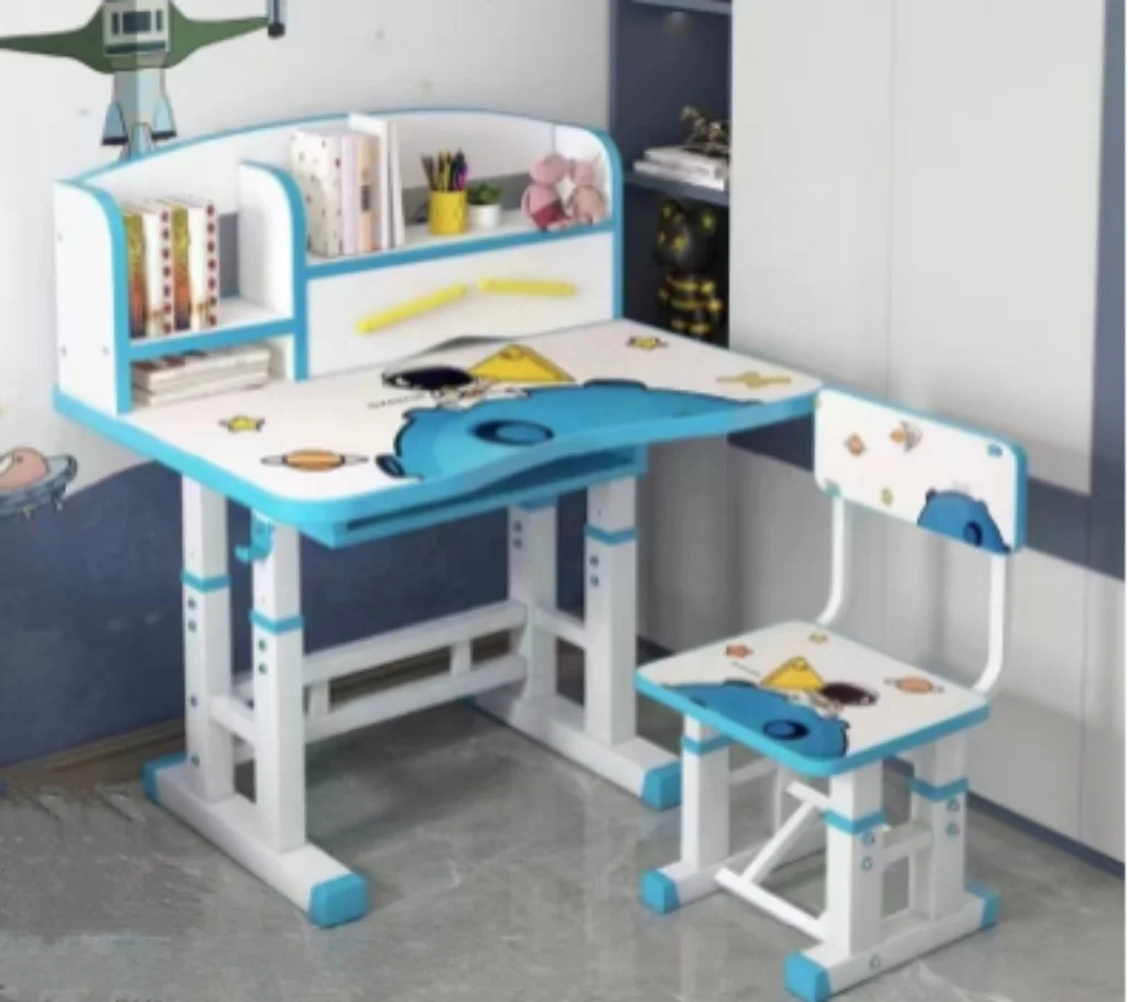 Ergonomic Kids study table and Desk Chair Set Blue Pink Height Adjustable Home Furniture