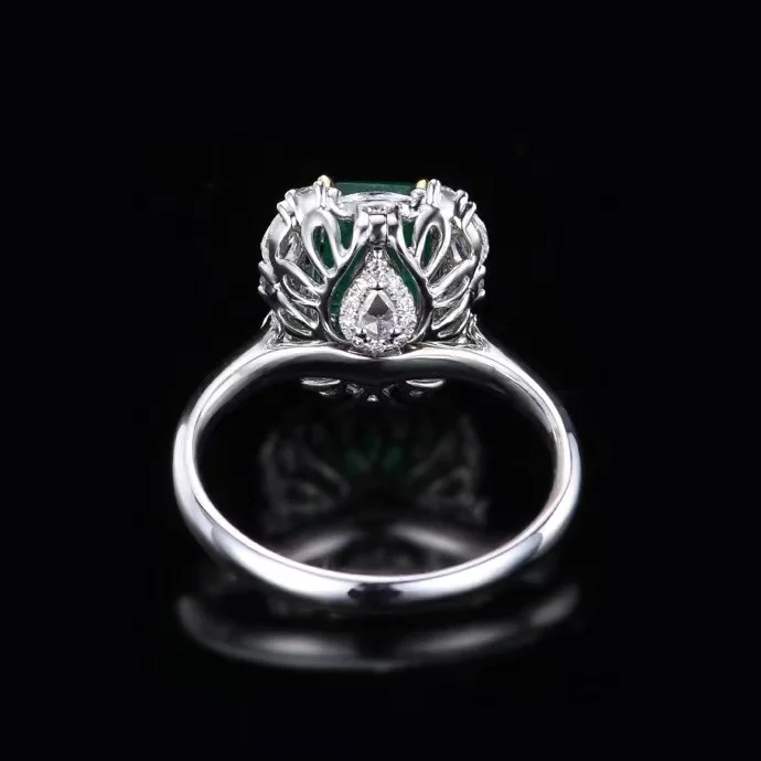 MEDBOO Fine Jewelry Manufacturer Real 18k White Gold 1.43 CT Emerald Cut Jewellery Natural Afghanistan Gemstone Emerald Ring