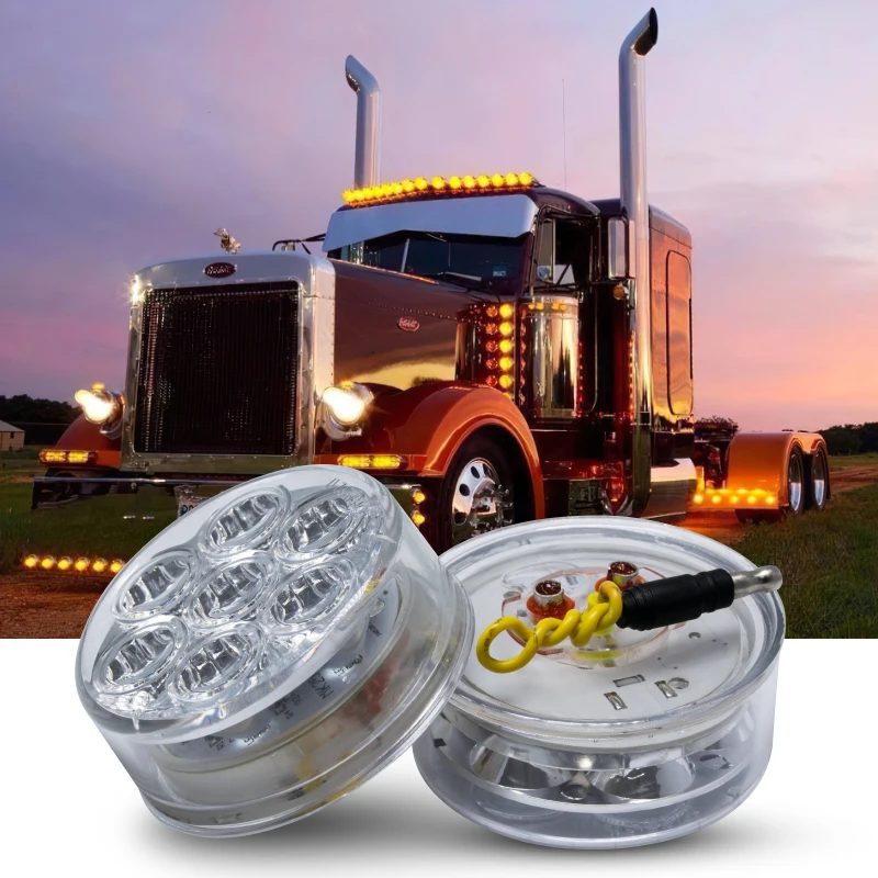 dual color round clear lens led light truck side marker 2 inch truck accessories lights