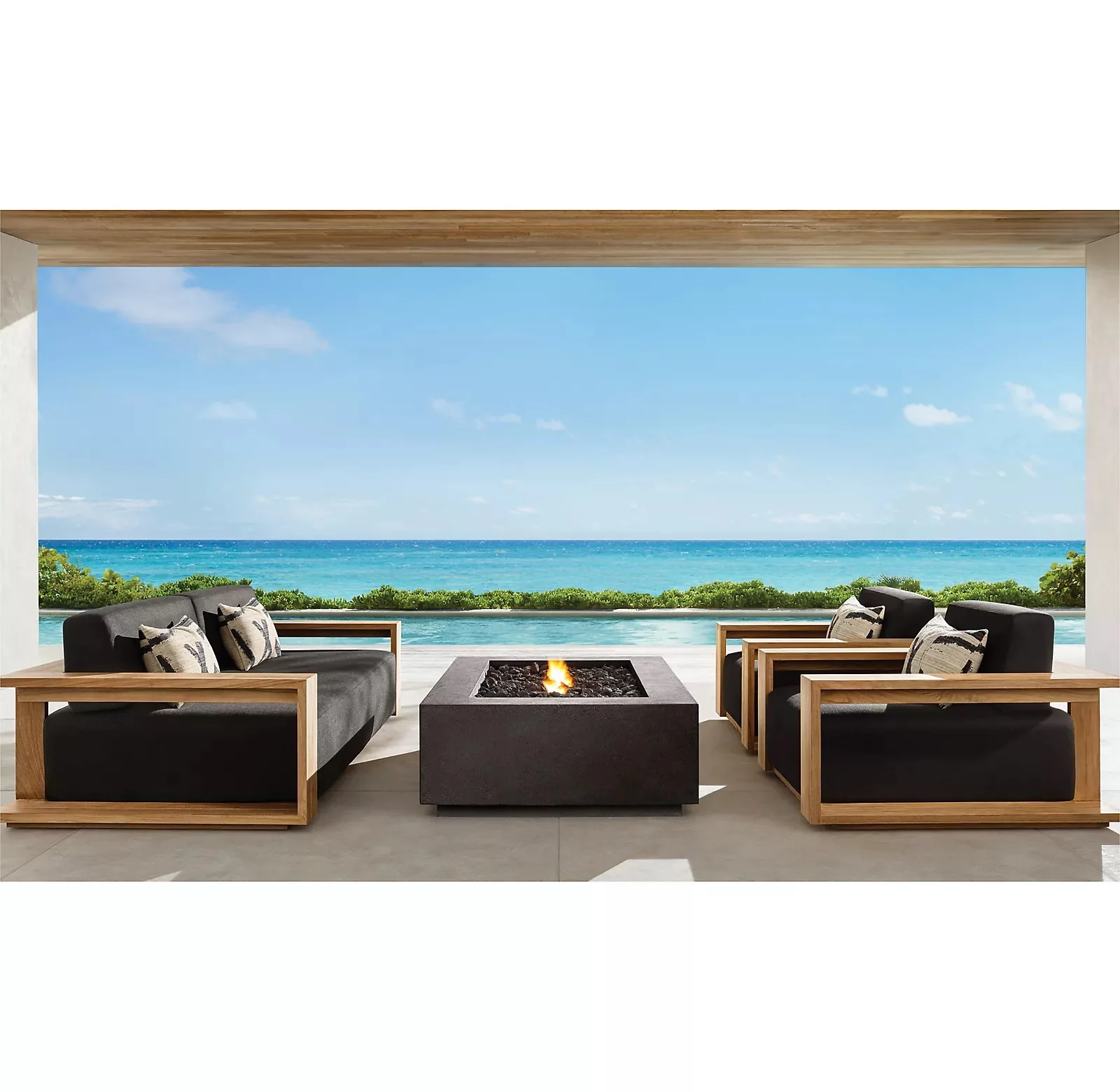 Modern Antique Customization Luxury Teak Waterproof Fabric Wooden Sofa Combination Patio Garden Outdoor Courtyard Set Furniture