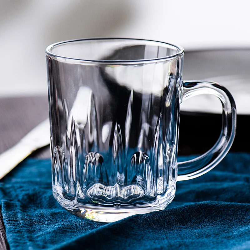 Glass Coffee Mug Medium 7.7 Ounce With Convenient Handle Tea Glasses For Hot Cold Beverages Thermal Shock Resistant Mugs