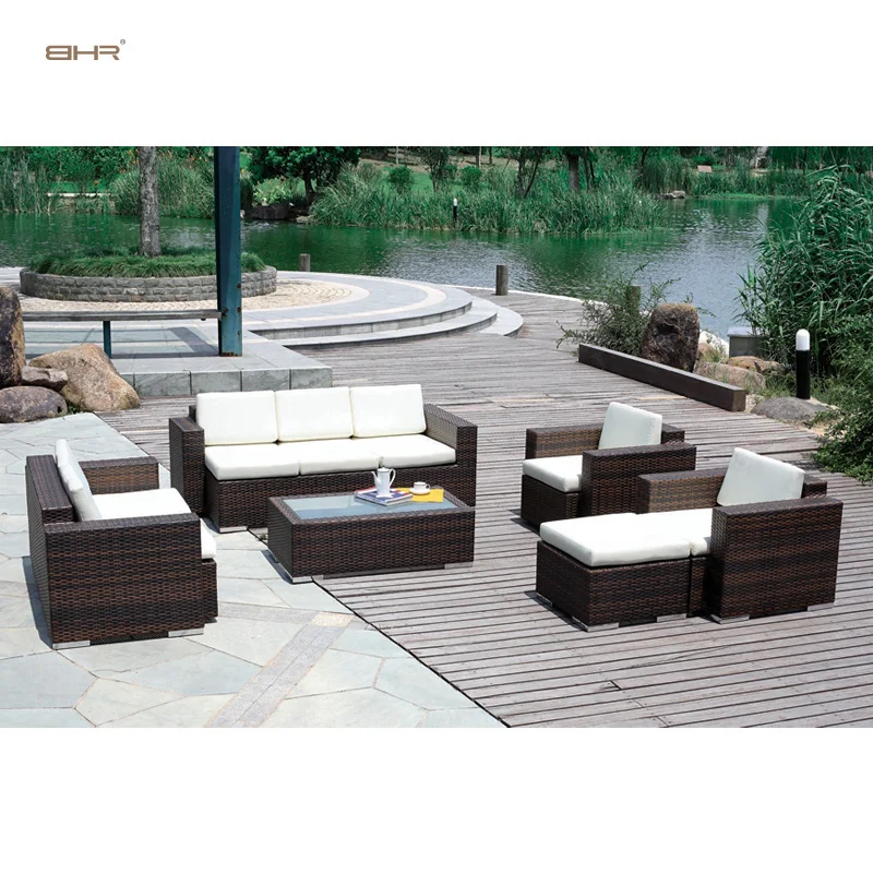 Modern rattan sofa sets garden outdoor wicker sectional patio furniture