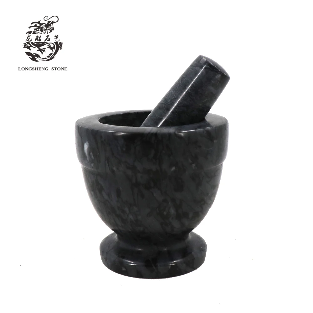 4 inch natural Stone molcajete black marble mortar pestle 10.5 cm guacamole bowl